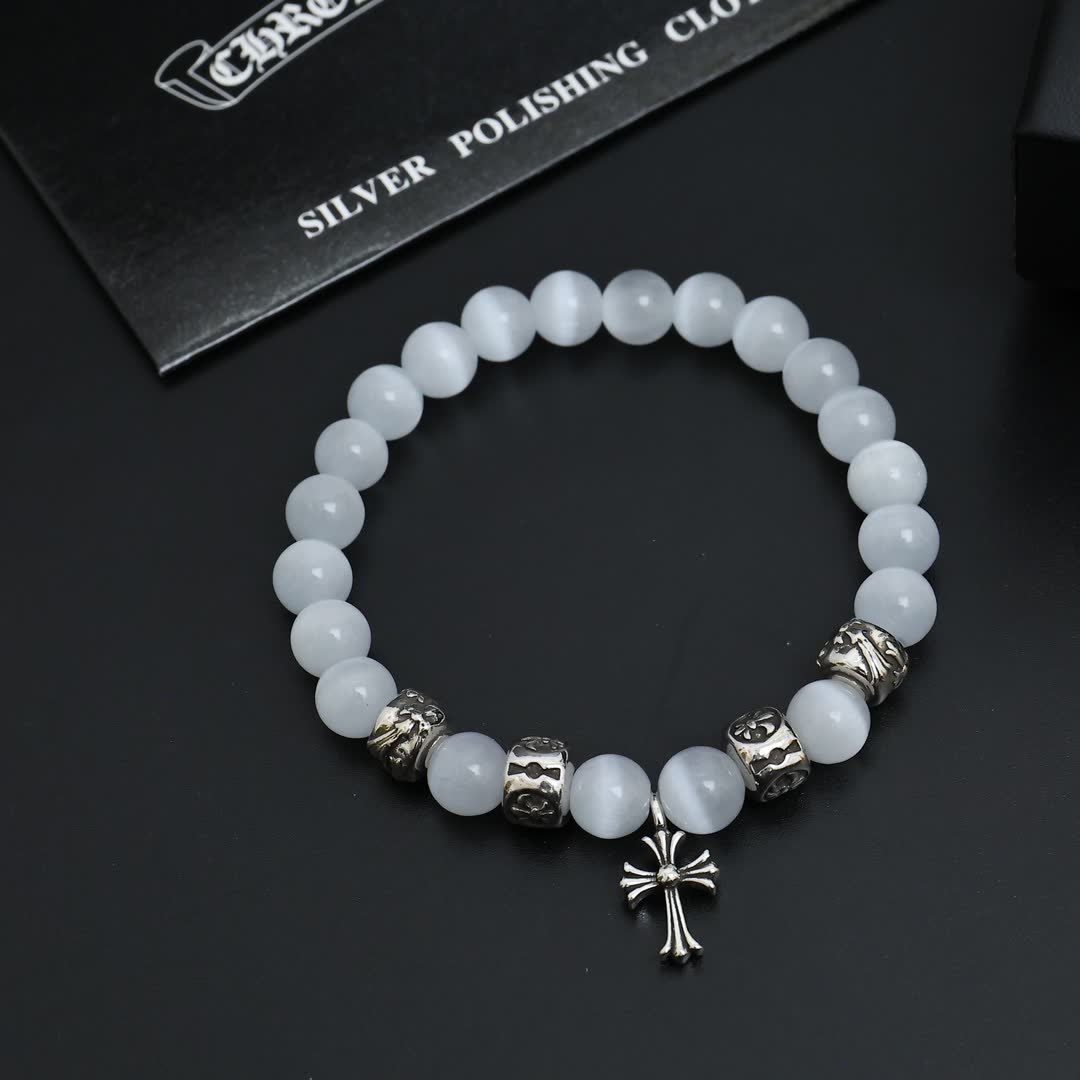Chrome Hearts Silver Cross Charm Bracelet